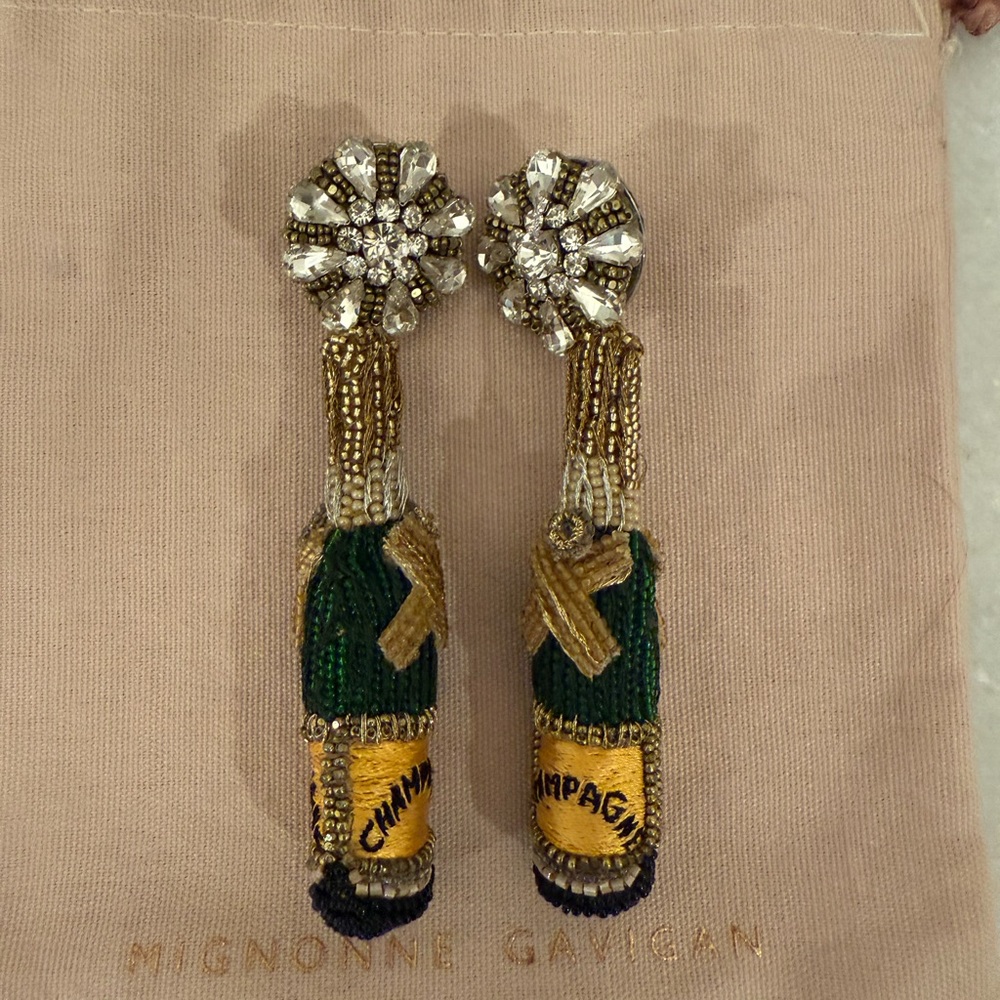 Mignonne Gavigan Gold and Green Floral Earrings
